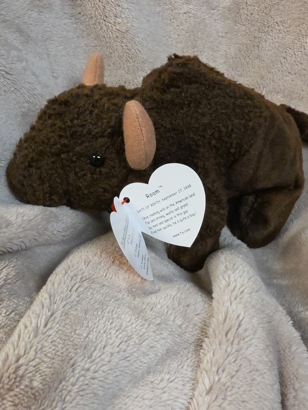 Ty Brown and Tan Plush Bison Accent